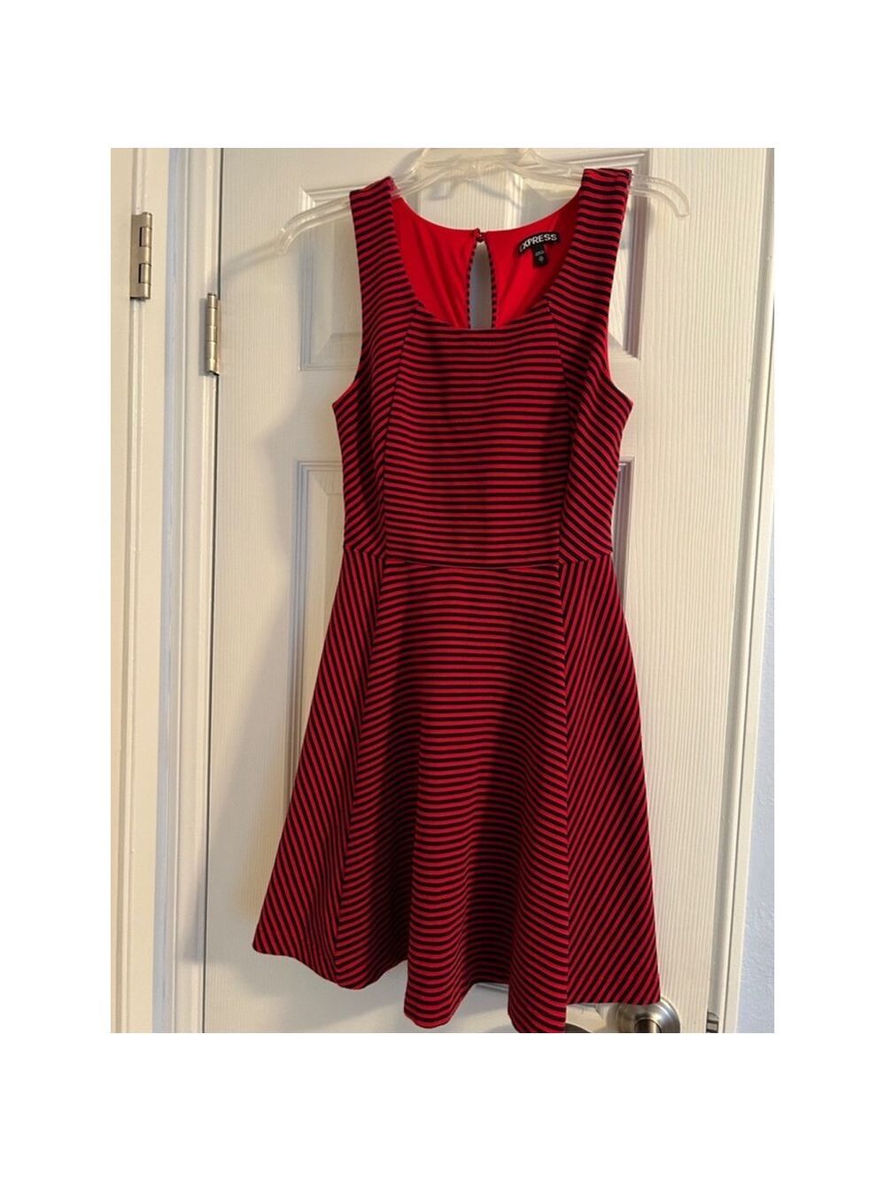 Express Women's Red & Black Striped Dress XS